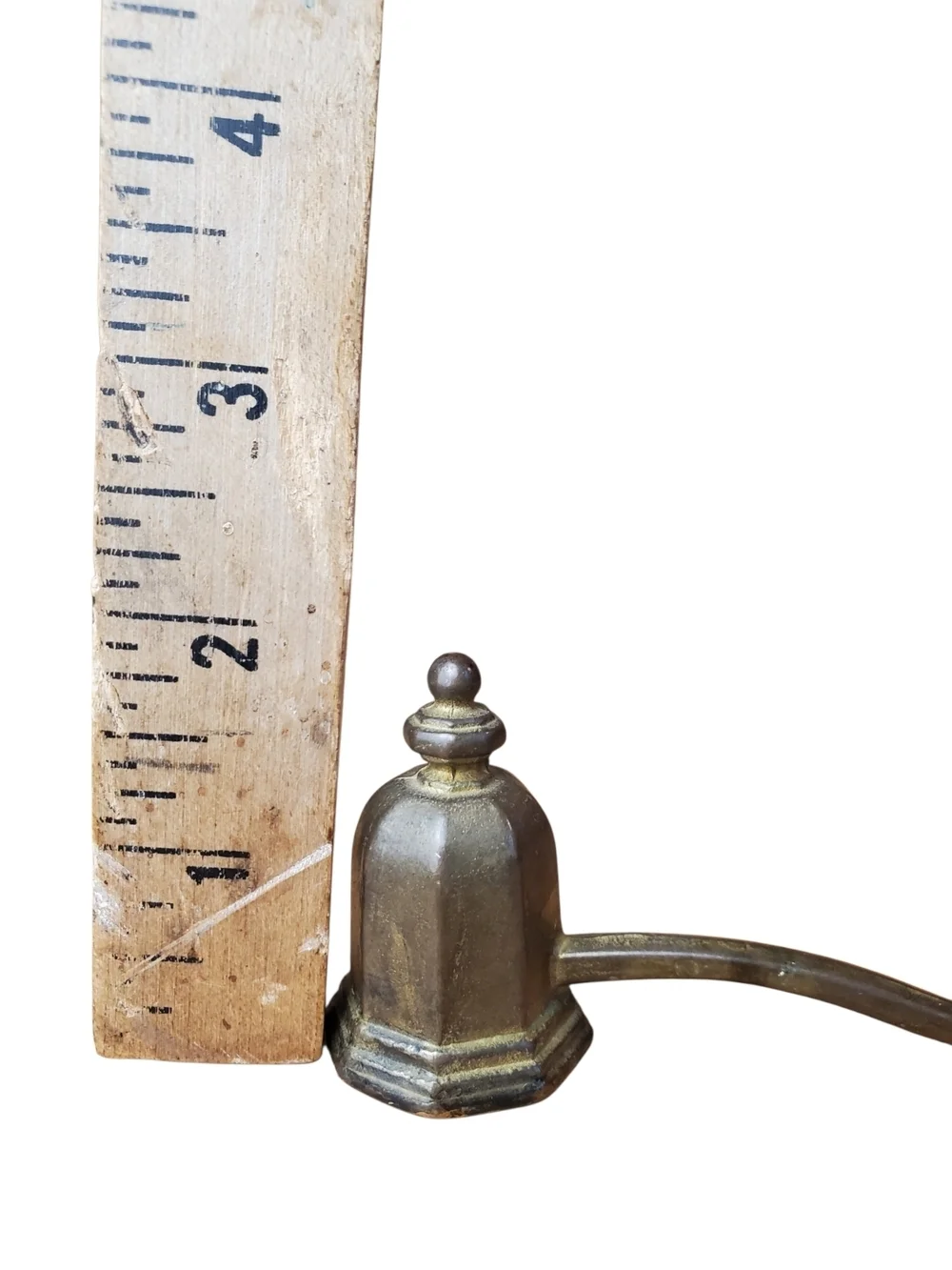 Vntg Brass Octagonal Candle Snuffer with Finger Loop